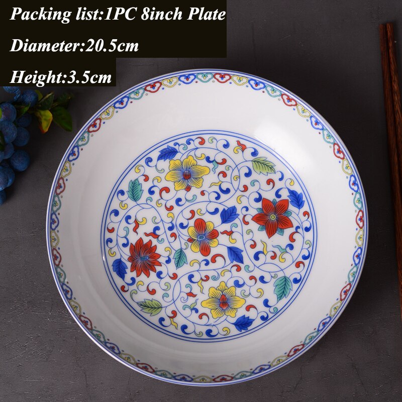 8 tommer jingdezhen kinesisk keramikben kina madplader hjem køkkenredskaber porcelæn aftensmad tallerken farve emalje bordservice: H (8 tommer)