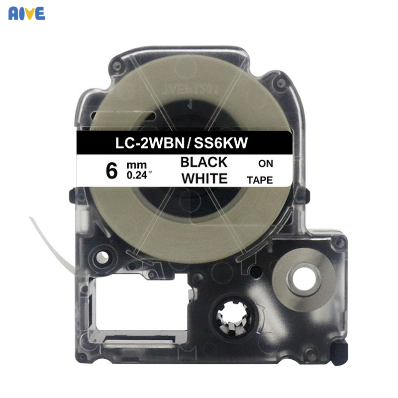 Aive 6MM label Tapes SC6YW Compatible for EPSON LW-700 600P 1000P Z900 K400 kingjim SR230C SR530C label Printer Black on White