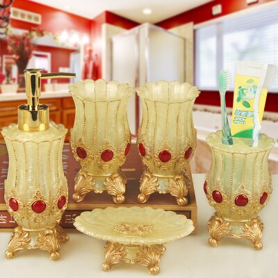 Beautiful butterfly floral 5PCS Resin Bathroom Accessories Set Soap Dispenser/Toothbrush Holder/Tumbler/Soap Dish white: 7
