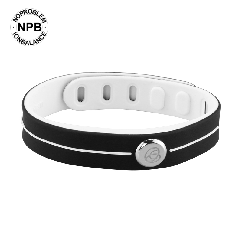 【Fda Registration】noproblem Smart 3000 Ionen Waterdichte Sport Rubber Power Gezondheid Choker Toermalijn Band Armband P101: silver-white