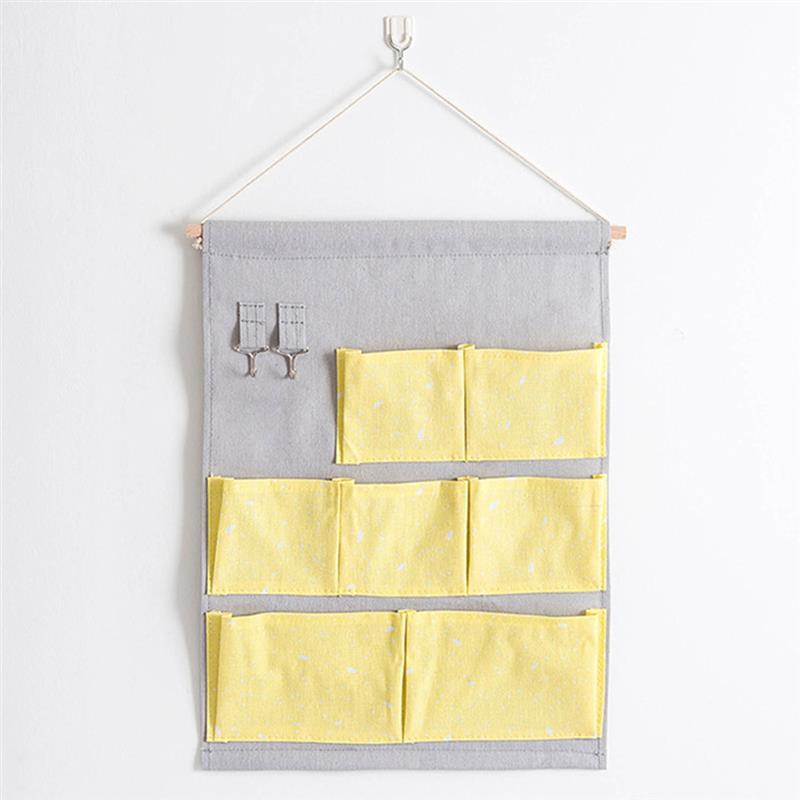 Pocket Hanging Storage Bags Cotton Linen Closet Organizer Wall Hanging Organizers Space Saving Wall Hanging Organizer