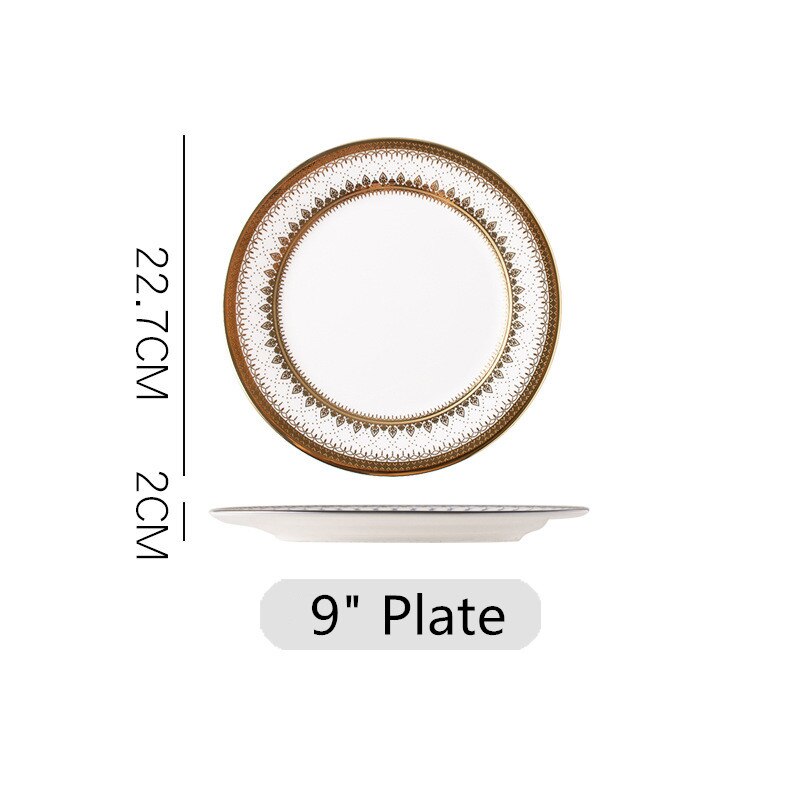 Porcelain Dinnerware Set Ceramic Dinner Plate Ceramic Plate Western Steak Plate Dishes scratch-resistant pendulum Fruit plate: Style A 9 inch