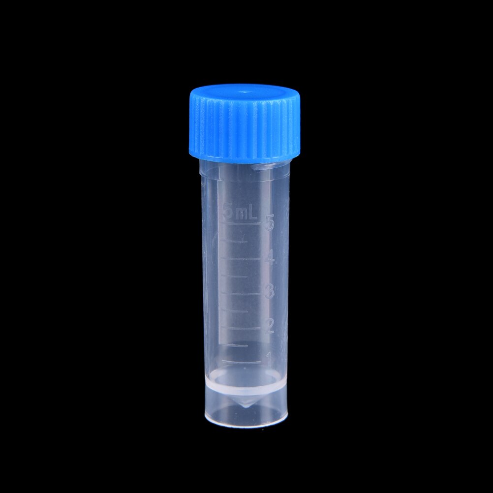 100pcsx 5ml Chemistry Plastic Test Tubes Vials Seal Caps Pack Container for Office School Chemistry Supplies