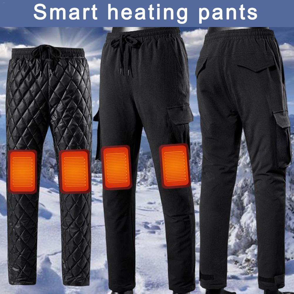 Vinter plus fløjl varm opladning varmebukser usb el-opvarmede bukser udendørs sport skiløb vandreture tykke termiske fleecebukser