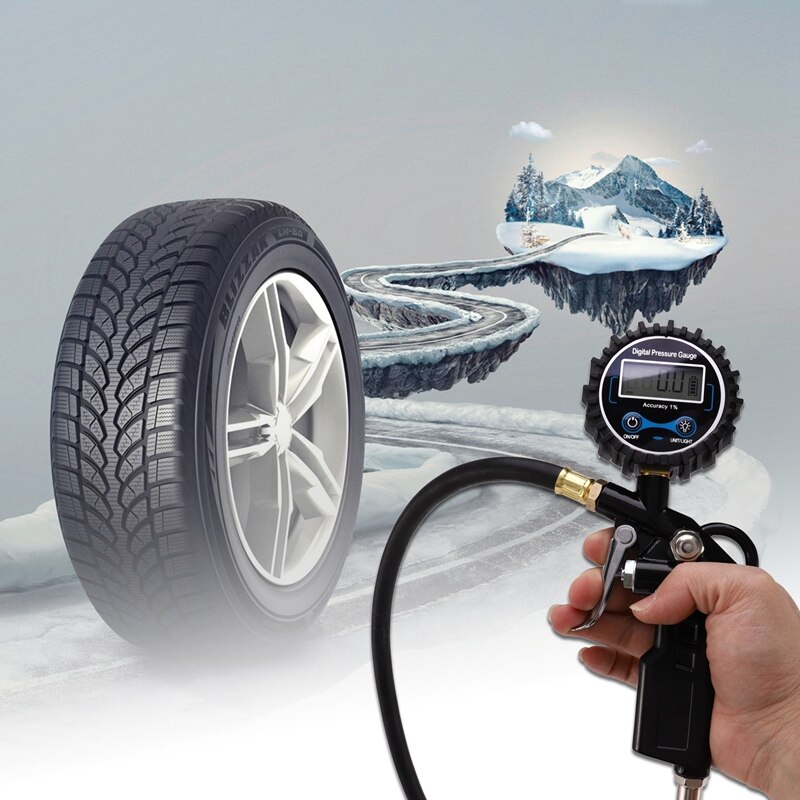 Digital Tire Inflator Pressure Gauge, 250 PSI Heavy Duty Air Chuck and Compressor Accessories with Hose and Quick Connect Plug f