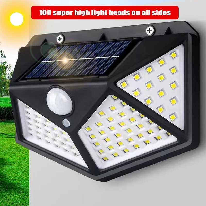 1/2/4/6 Stuks 100 Led Wandlampen Outdoor Solar Lamp PIR Bewegingssensor Zonne-energie zonlicht Straat Licht Voor Tuin Decoratie