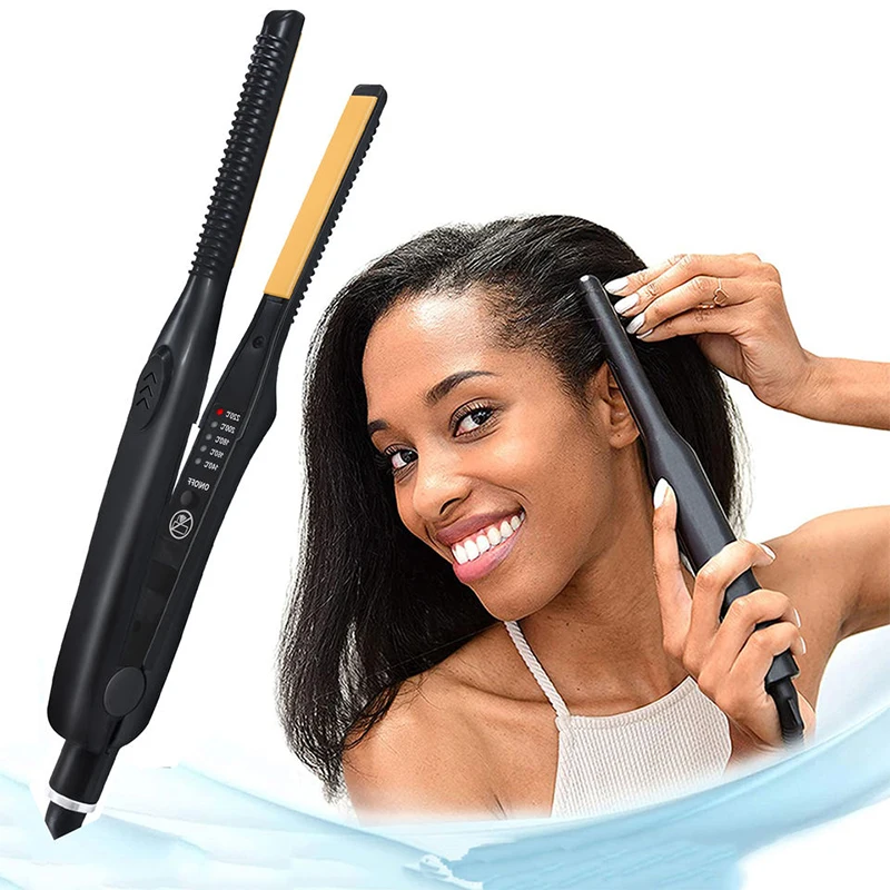 2 in 1 kleinen Glätte isen Haar glätter & Locken wickler für kurze Haare Frauen und Männer Bart glätter Bleistift Flacheisen Doppels pannung