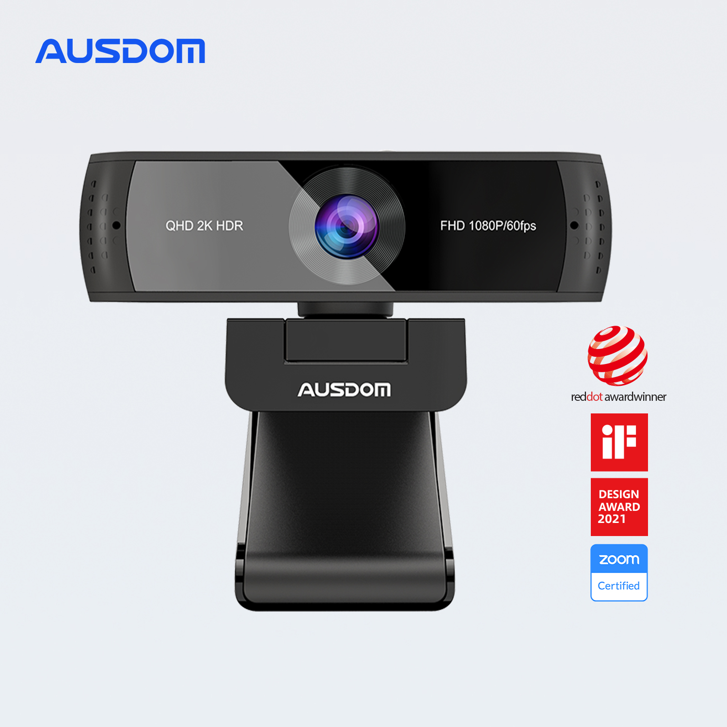 Ausdom aw651 qhd 2k hdr 30fps webcam autofocus 1080p 60fps câmera web com microfones de cancelamento de ruído e cobertura de privacidade livre para ao vivo