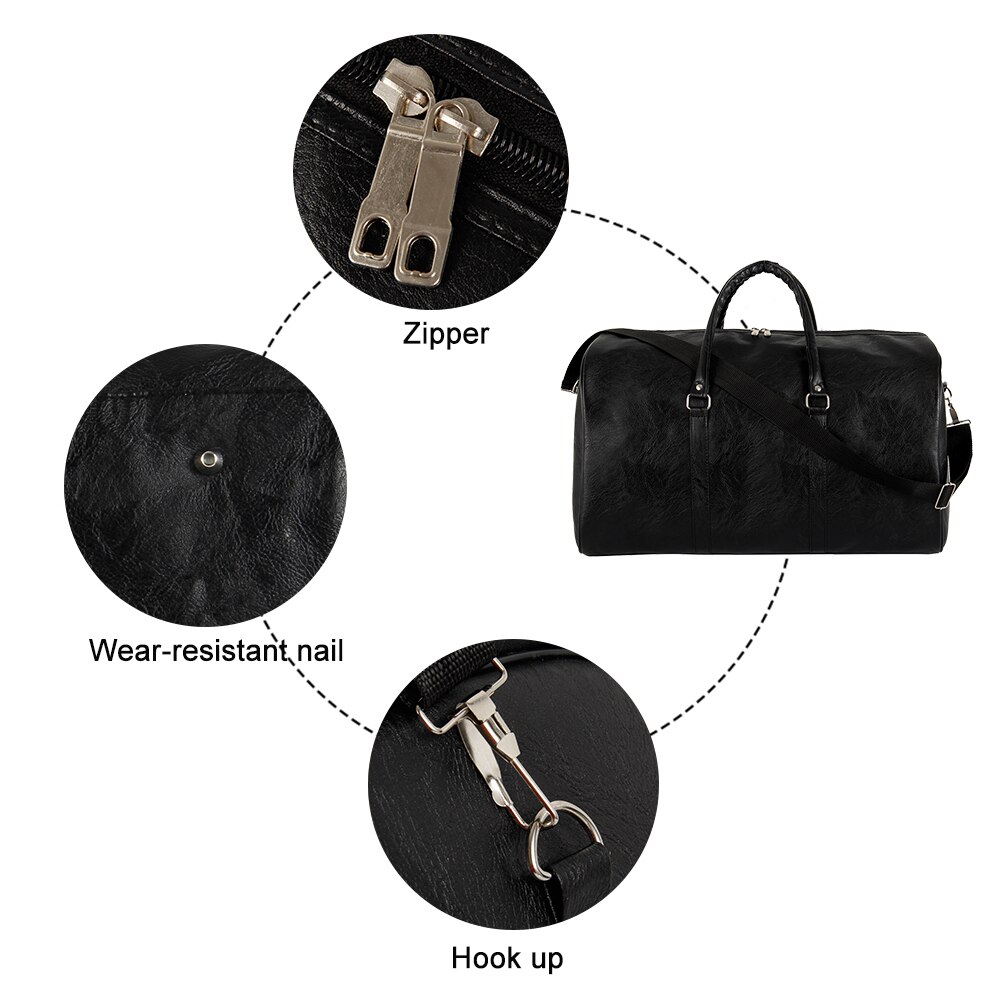 Reistas Zwart Pu Leer Paar Reistassen Hand Bagage Voor Mannen En Vrouwen Mode Plunjezak