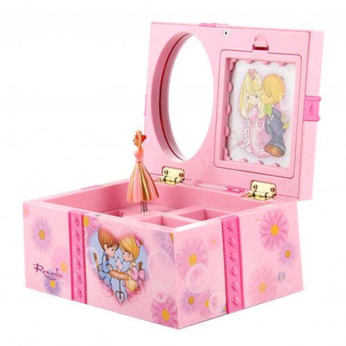 Dansen Meisje Muziekdoos Ornament Sieraden Organizer Met Make-Up Spiegel: Roze