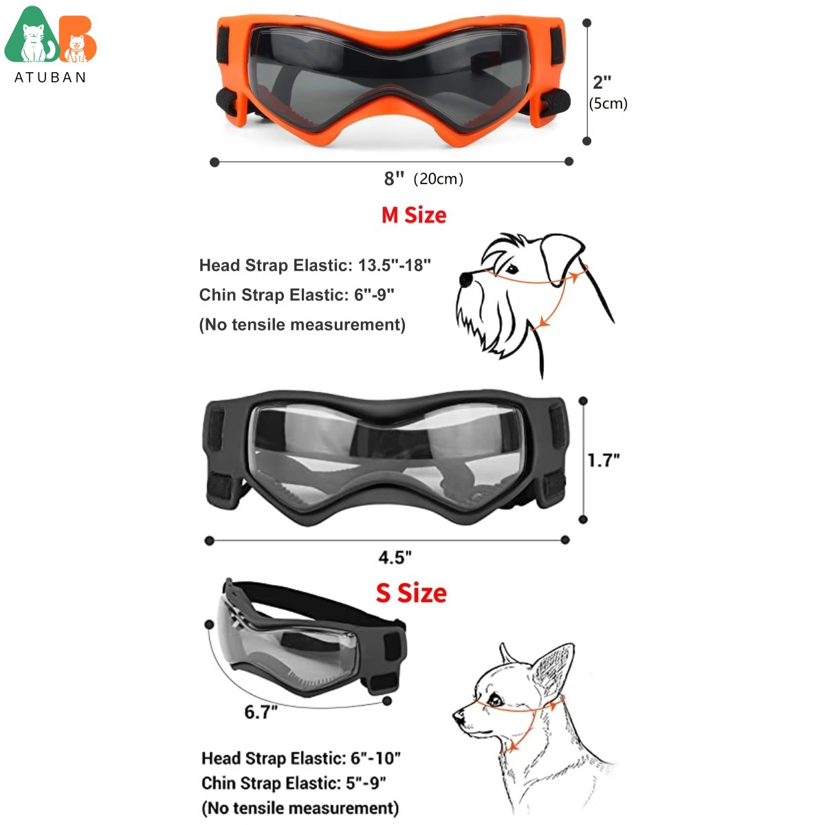 ATUBAN Lunettes pour chiens de petite taille avec casque, 2 lunettes de soleil pour chiens et ensemble de casques pour chiens de petite et moyenne taille pour la conduite en plein air et la marche