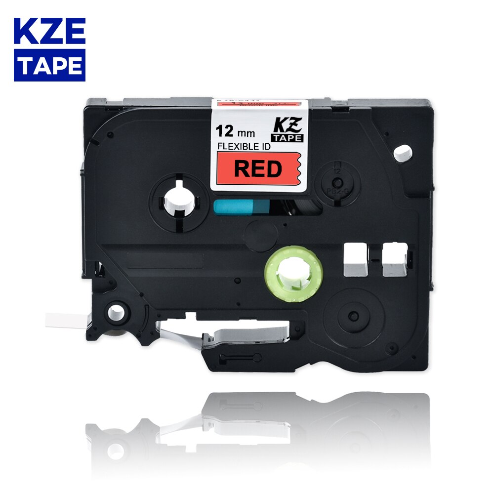 KZE 12mm FX231 Multicolor Flexible Laminated Cable Label Tape Compatible Tze-FX231 tze tape Flexible label for P-touch printers: black on red