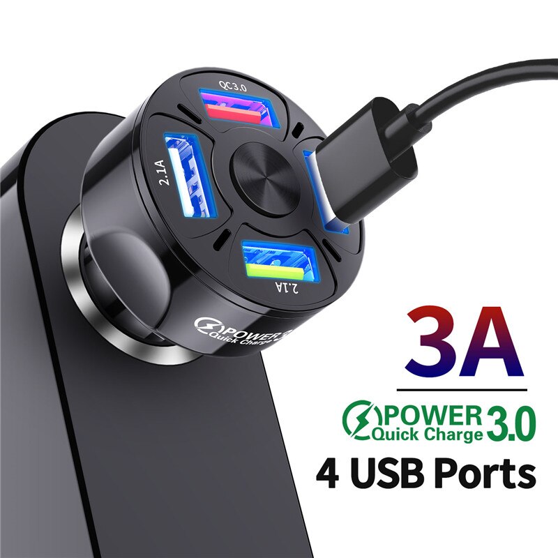 4 ports voiture USB chargeur rapide 3.0 4.0 universel 7A Charge rapide QC3.0 QC4.0 téléphone chargeur de voiture pour iPhone Xiaomi dans la voiture