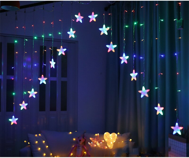 3m led stjerne fe gardin lys guirlande string lys 100-240v til hjemmet jule bryllup fest dekoration: Farve