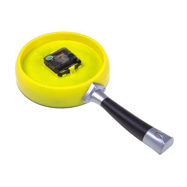 Frying Pan Clock with Fried Egg - Novelty Hanging Kitchen Cafe Wall Clock Kitchen - Yellow