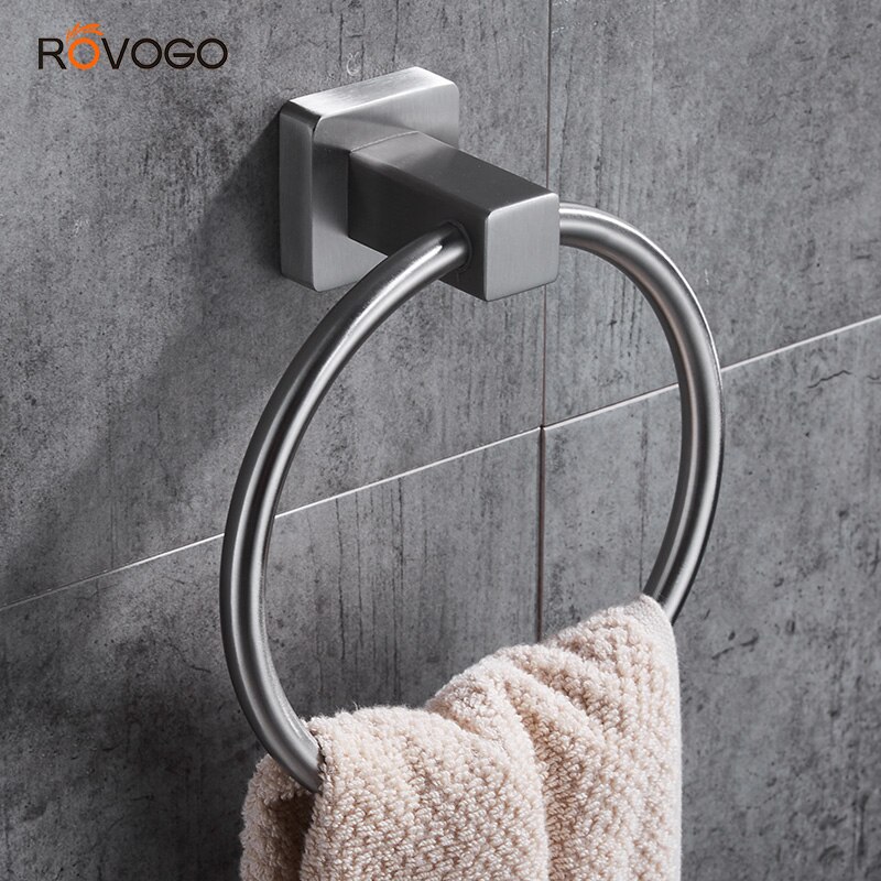 ROVOGO SUS 304 Stainless Steel Towel Holder Hand Towel Ring Hanging Towel Hanger Bathroom Accessories Wall Mount Brushed Finish