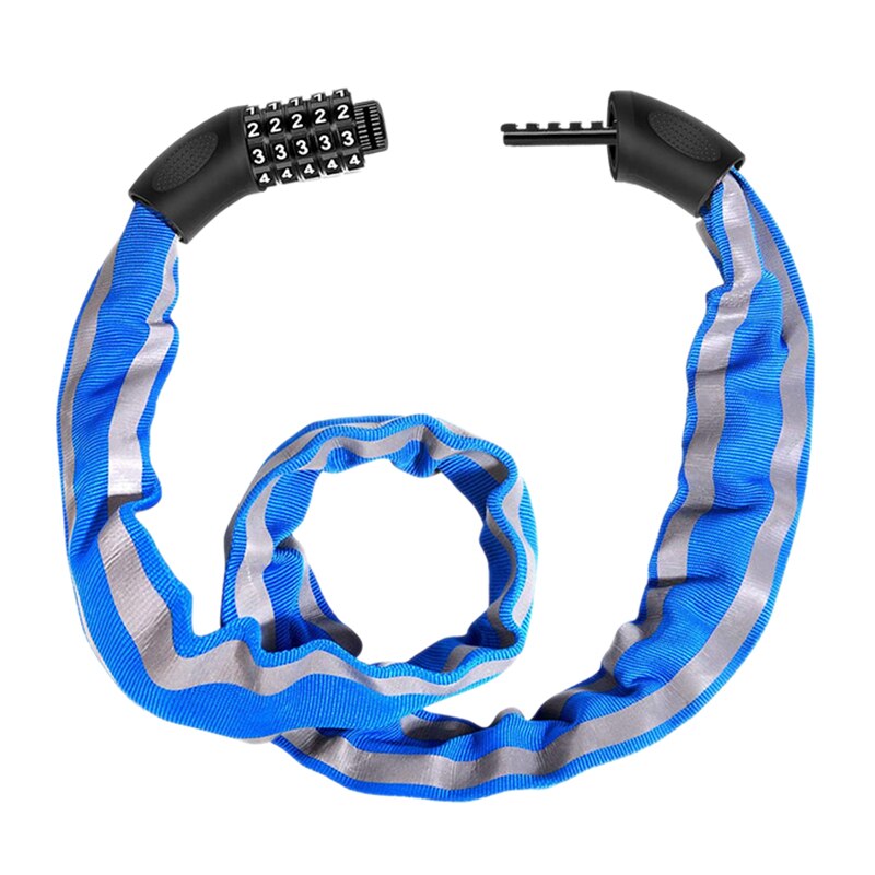 Bike Lock Combination 5 Digit, Cycle Chain Lock, Security Bicycle Chain Lock Heavy Duty Reflective Strips: Default Title