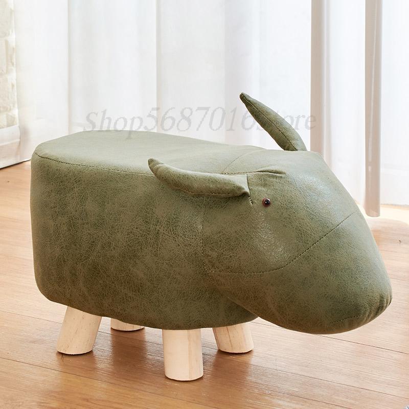 Massivt trä barnpall tecknad djurpall elefant soffbänk fotpall skor bänk: Modell 6