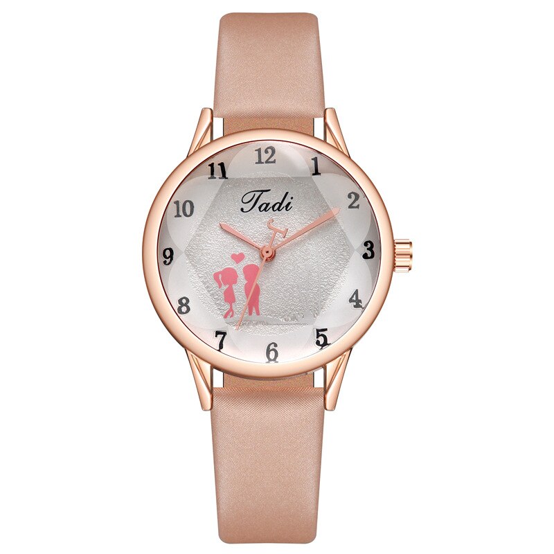 Casual Quartz Valentijnsdag Horloge Luxe Koppels Boutique Armband Horloge Ronde Gedrukt Wijzerplaat Pu Lederen Band Horloges: 07