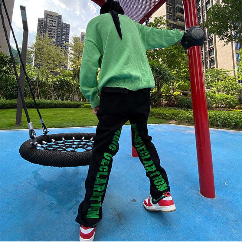 Jean Baggy noir pour femmes, imprimé Hip Hop, pantalon de skateboard, Y2K, taille moyenne, élastique,: 1 / L 55KG---60KG