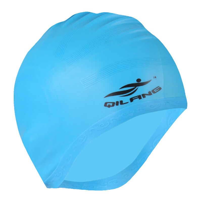 Blauw/rode zwemmutsen zwemmuts waterdichte badmuts oorbeschermer siliconen duikhoed buitenactiviteiten effen badmuts: Meerblauw