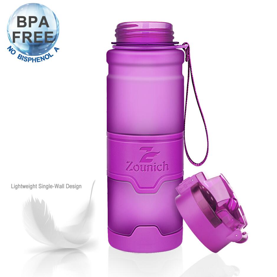 Urheiluvesipullot 400 ml proteiiniravistelija ulkoilumatka kannettava vuotamaton tritanmuovinen suurikapasiteettinen juomapullo bpa-vapaa: Violetti