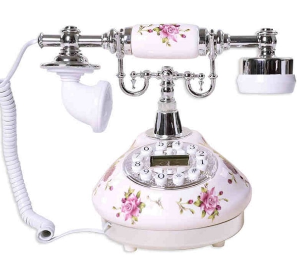 vintage telephone/ Ceramic rustic antique telephone / Handsfree/blue Backlit/Caller ID