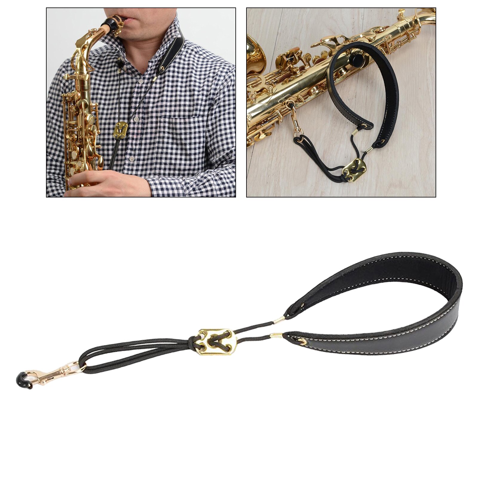 Alça de saxofone soprano alto, cinta de pescoço, couro macio, borracha acolchoada