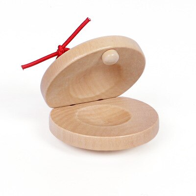 Juguetes para niños castañuelas de madera percusión instrumento Musical educación desarrollo intelectual del niño capacidad de escucha: Wood color