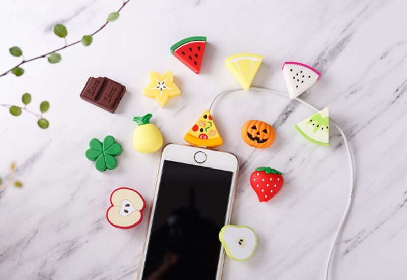 Cute Fruit food Charger kabel Winder Cartoon kabel do transmisji danych kabel Protector do kabla iphone.