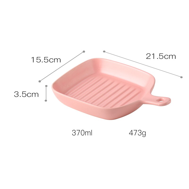 Nordisk ugnstallrik rund fyrkantig dubbelöra med handtag keramisk servis modern hem frukost salladstallrik: L