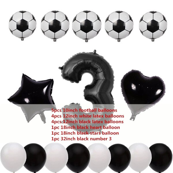 16 Uds 10 pulgadas Mini globo de fútbol Set 0-9 Número forma de estrella y corazón globos de aluminio DIY niños Baby Shower decoración de de cumpleaños: set 3