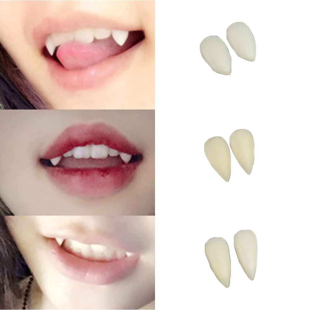 3 Paar Custom Fangs Cosplay Vampire Tanden Kunstgebit Halloween Party Props (2 Stuks 13Mm + 2 Stuks 15Mm + 2 Stuks 17Mm)