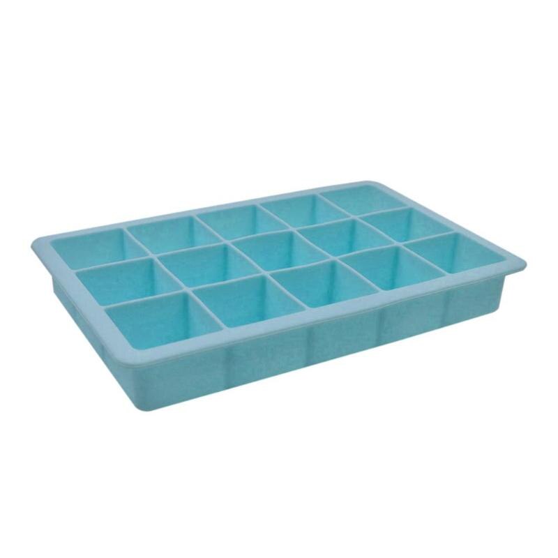 15 Grids Silicone Ice Cube Maker Form For Ice Candy Cake Pudding Chocolate Molds Easy-Release Square Shape Ice Cube Trays Molds: Blue