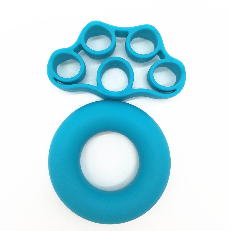 2Pcs/set Hand Gripper Grip Silicone Ring Hand Resistance Band Finger Stretcher-Exercise Forearm Wrist Training Carpal Expander: Blue