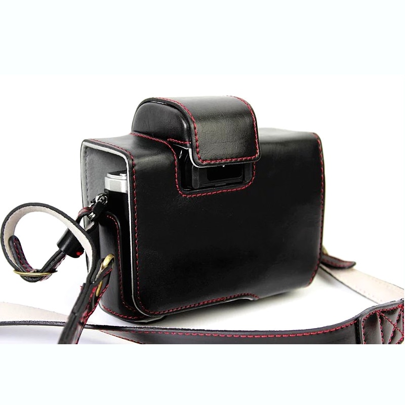 Housse de luxe en cuir pour Olympus OM-D OMD EM10 II EM10 Mark II (objectif 14-42mm) avec sac d'appareil photo à ouverture de batterie