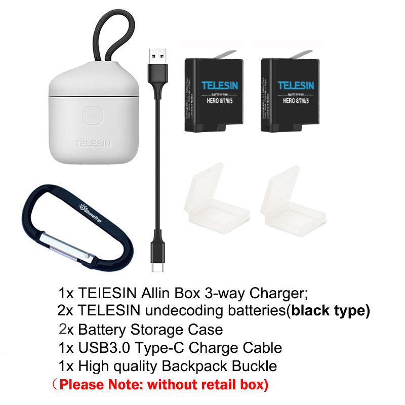 Decodificador TELESIN de batería de li para Gopro 8 7 6 5 y 3 en 1, caja de almacenamiento, cargador, lector de tarjetas para cámara go pro hero 8 5 6 7 hero8: option 3