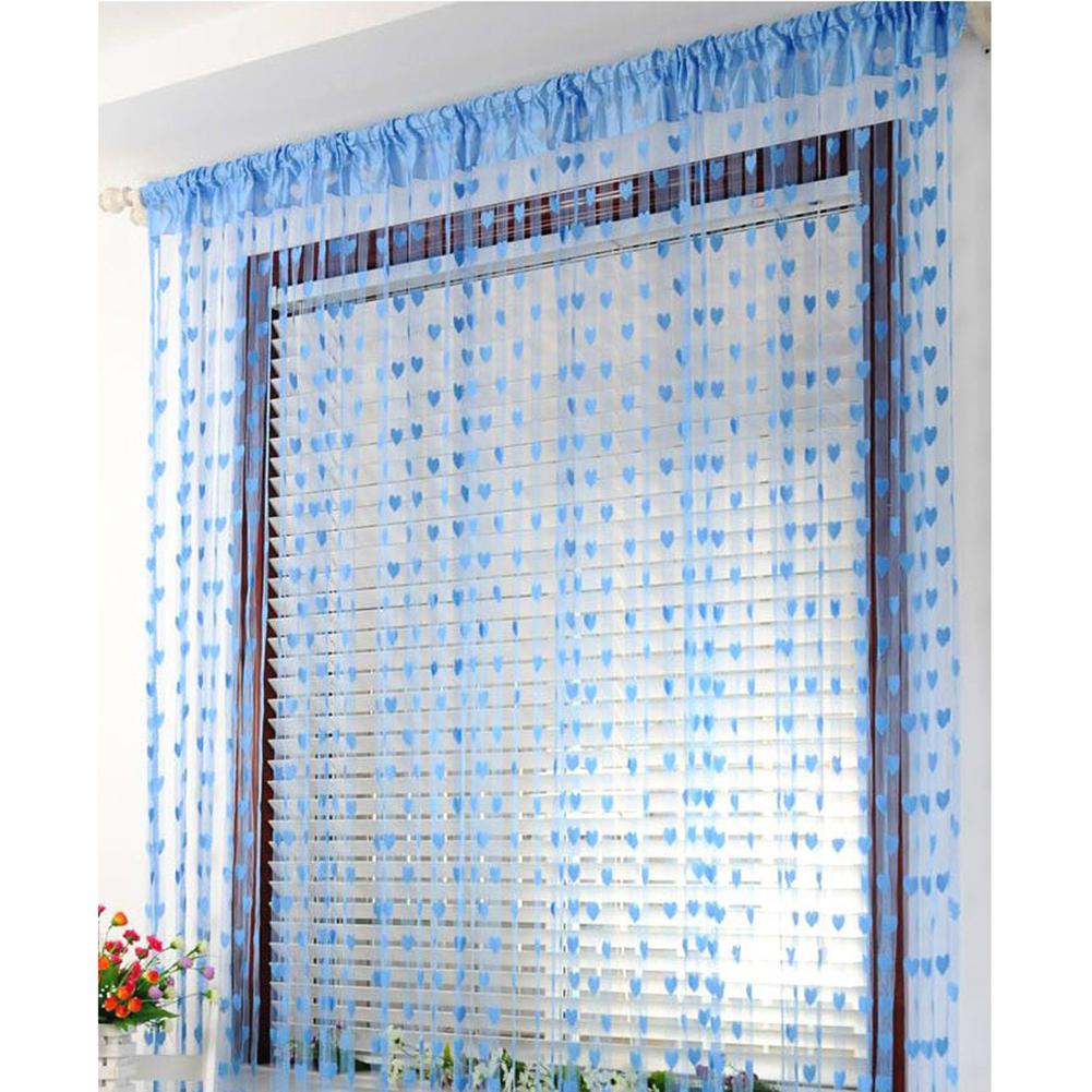 Serce zasłona sznurkowa romantyczne serce w kształcie sznurka zwykły zasłony robić salonu zasłona robić sypialni 100*200cm: niebo niebieski