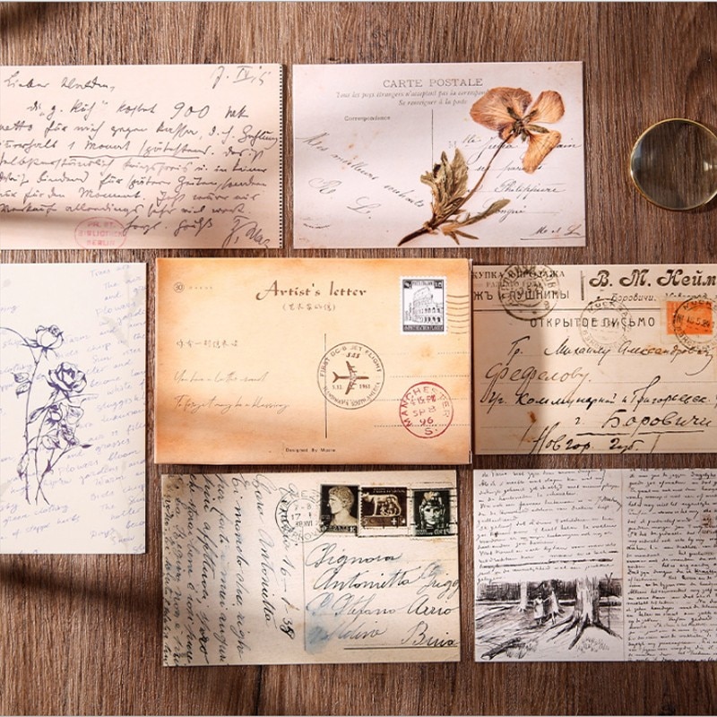5 pakker gammel vintage gulnet postkort kunstnerbrev rejse flyvemaskine kort klassisk berømt europabygning