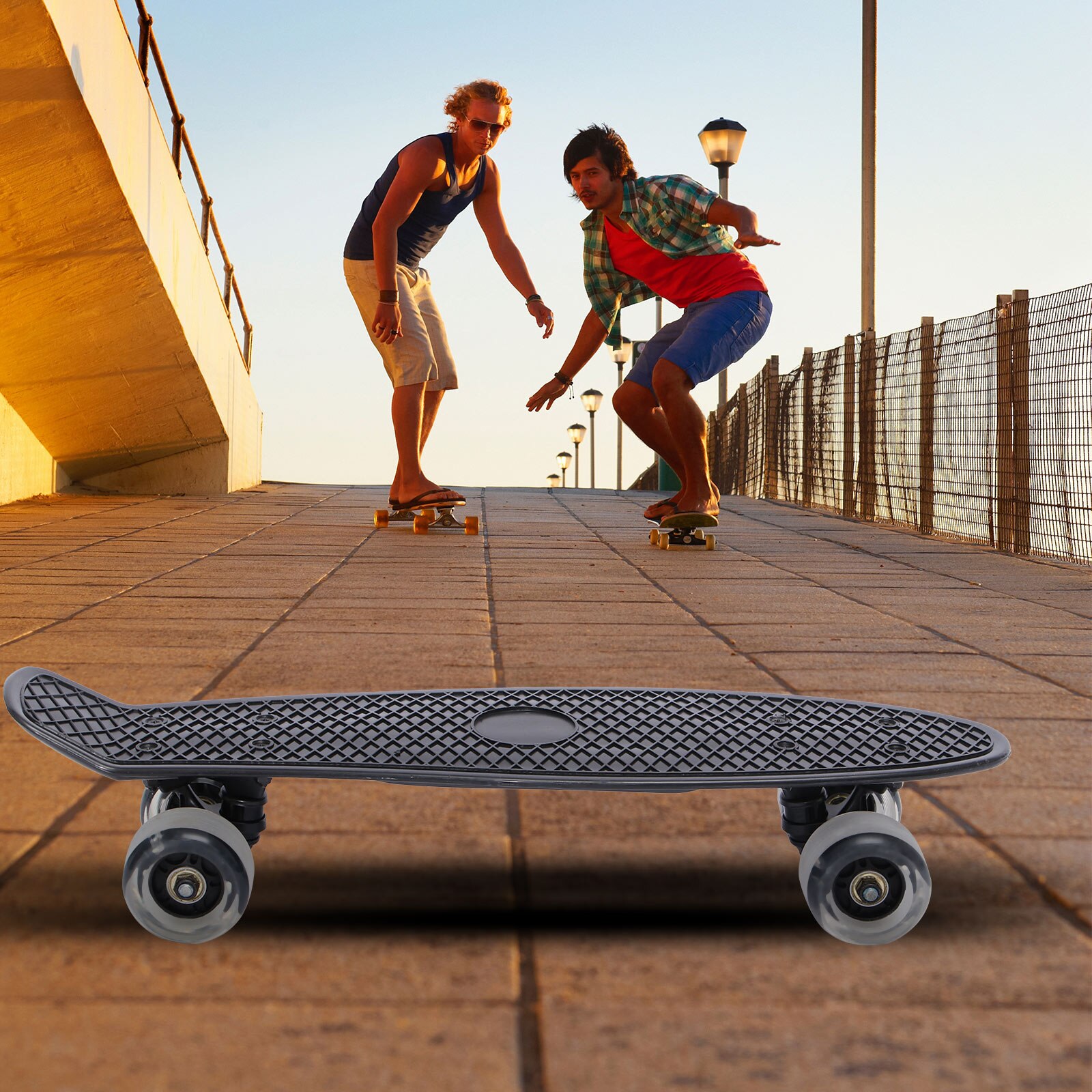 Vis Board Mini Cruiser Skateboard Kinderen Scooter Longboard Skate Boards Retro Board Wiel Truck Lagers Knipperende Grote Wiel