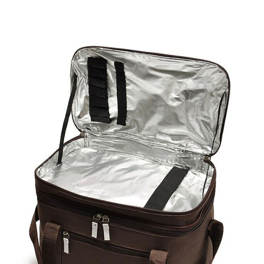 Cooler marrom de 2 camadas 19l com folha de alumínio, bolsa térmica de grande volume com isolamento térmico para piquenique