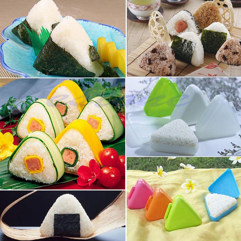 2Pcs Triangle Sushi Mold Plastic Onigiri Rice Ball Bento Press Maker Japan Home Kitchen Sushi Making Mold