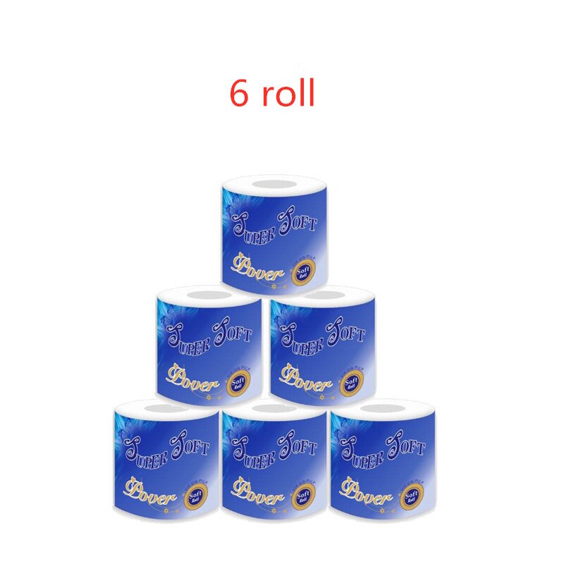 Soft Toilet Paper Bath Tissue Household Wood Pulp Lint-free Cleaning Paper Comfortable Sanitary Toilet Paper Tissue: white 6  roll