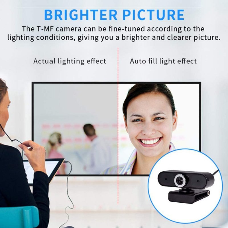 1080p trådløst wifi kamera hd usb webcam 12 millioner pixel webcam 360- graders webcam ringer til computer til videokonference