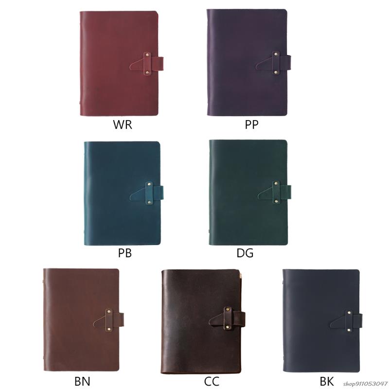 A5 Leather Journal Notepad Closure 6 Ring Binder Personal Diary Loose Leaf Notebook Travel Business for Adult Teen