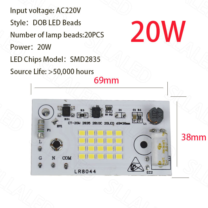Matriz Led de 220v, cuentas Led de 20W, 50W, 6000K, SMD2835, Chips Led de matriz, accesorios de iluminación de jardín para interiores y exteriores superbrillantes