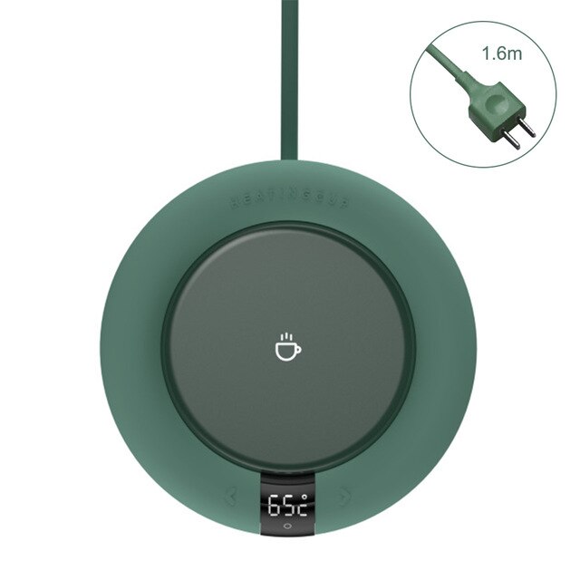 Mini Heating Coasters USB Charging Warmer LED Display Fast Heater 5 Levels Adjustment Constant Temperature Cup Warmer Mug Mat: green