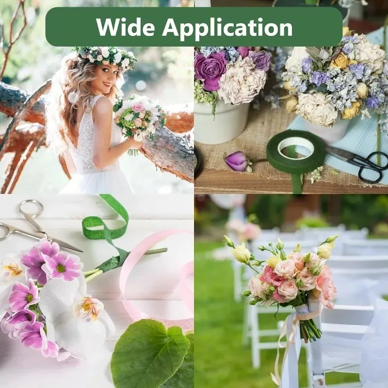 1/20 rollos de cintas florales de ramo verde, cinta autoadhesiva de papel para envolver estambres, decoración de flores DIY para accesorios de de boda de floristería