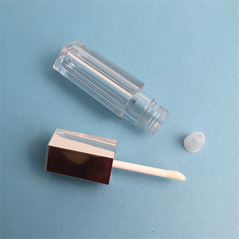 Gør-det-selv lipgloss flaskerør femkantet læbeglaseret rør high-end gør-det-selv-læbestift tom rør manuel gør-det-selv læbeolieflaske kompakt gør-det-selv: Sølv