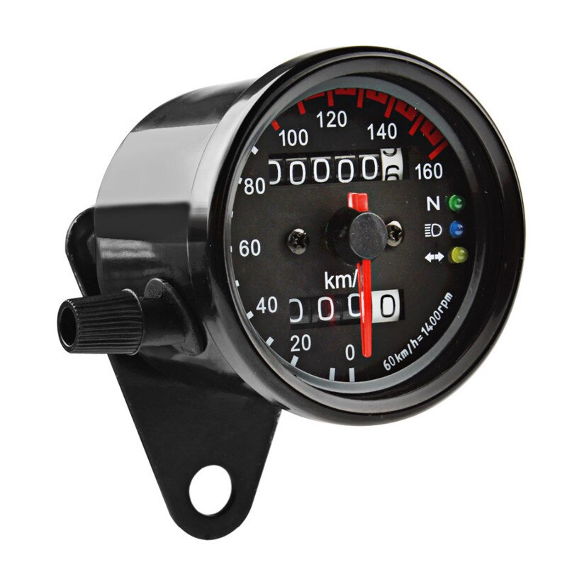 12V universel moto compteur de vitesse odomètre double vitesse compteur avec indicateur LED compteur de vitesse moto rond